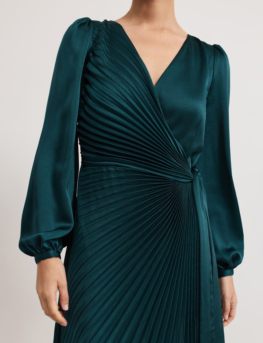 Pleated Tie Waist Midi Wrap Dress 6 of 7