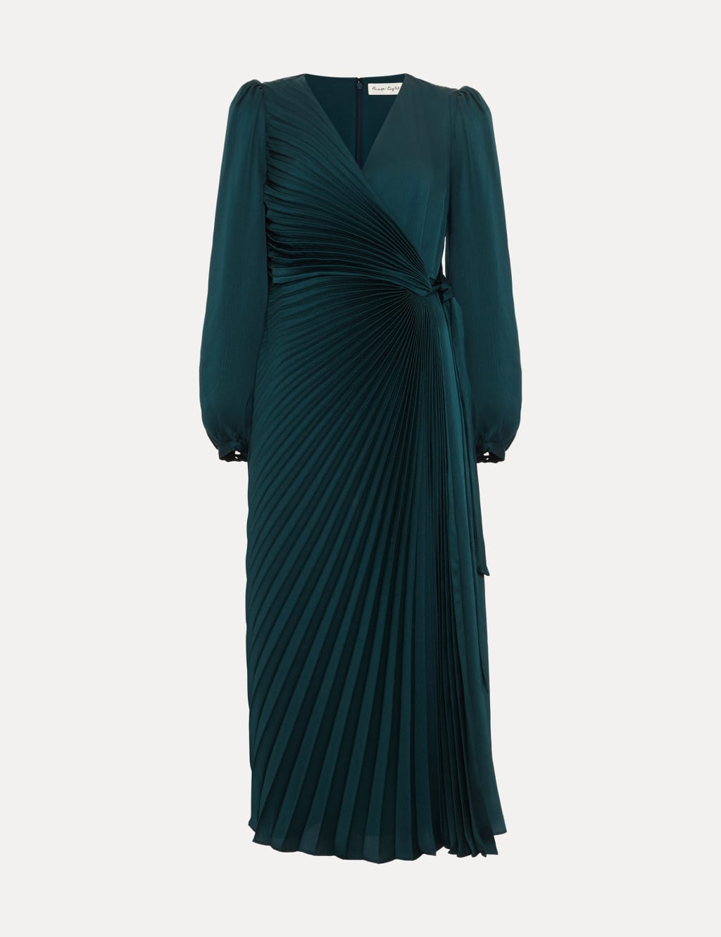 Pleated Tie Waist Midi Wrap Dress 2 of 7