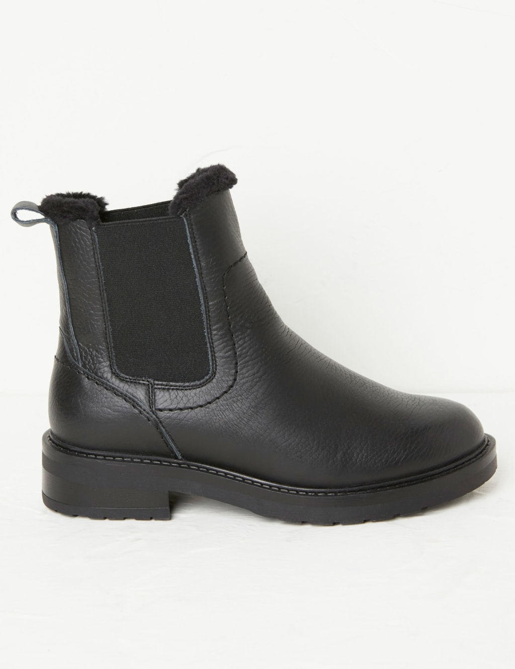 Leather Chelsea Faux Fur Lining Ankle Boots FatFace M S