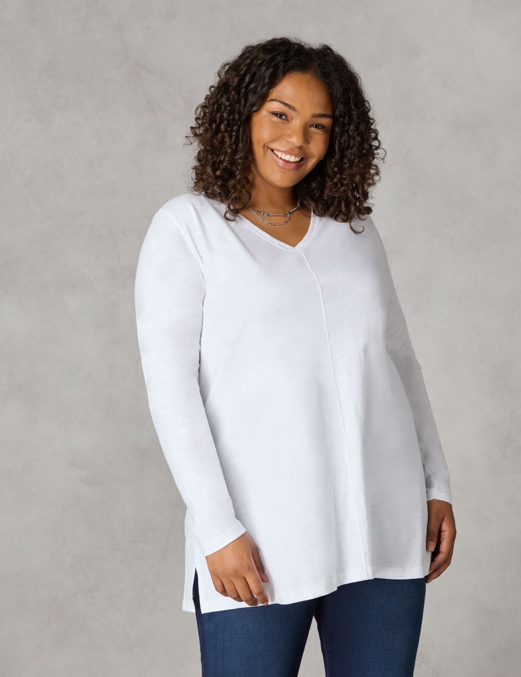 Pure Cotton Textured V-Neck T-Shirt 3 of 4