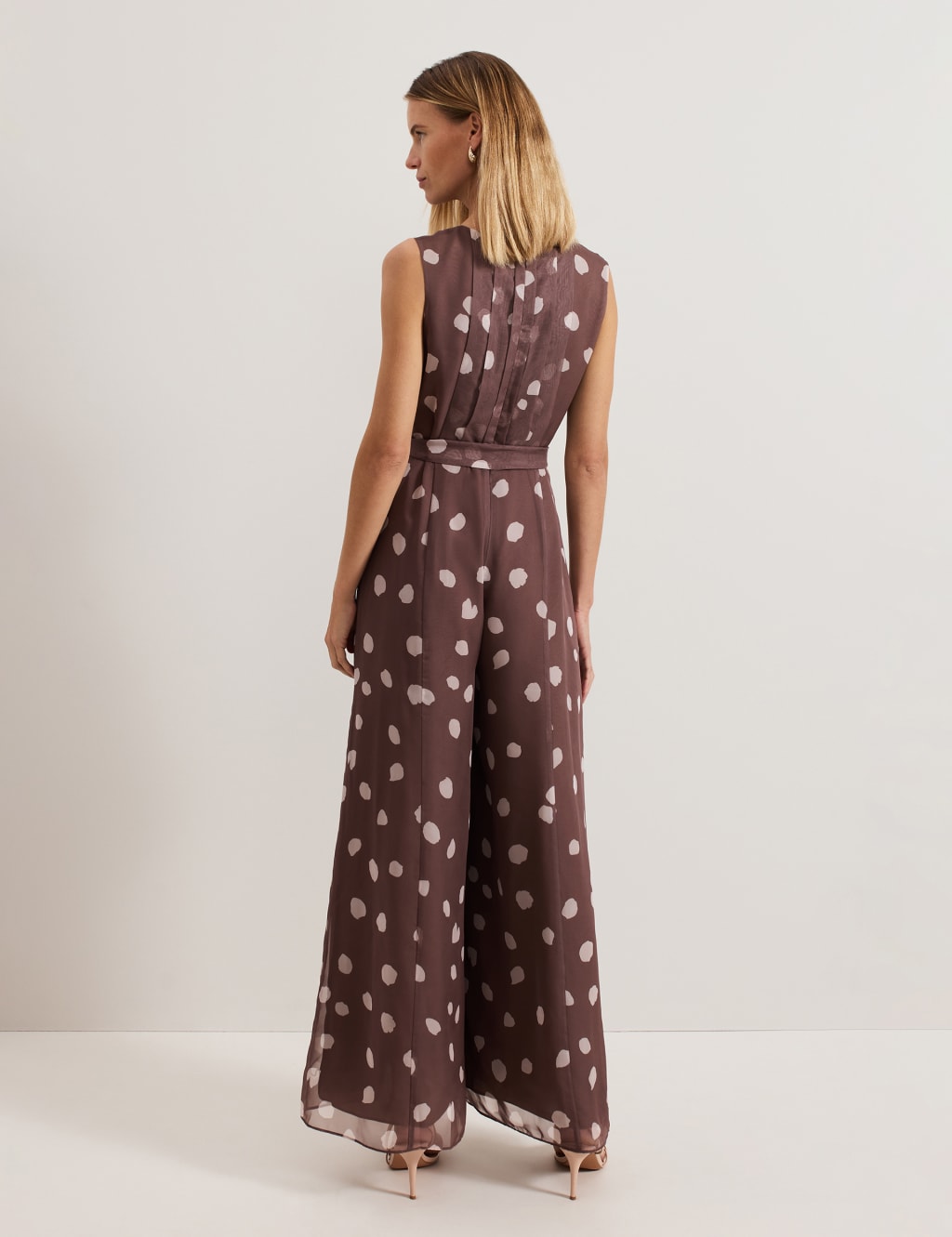 Chiffon Polka Dot Sleeveless Jumpsuit 3 of 8