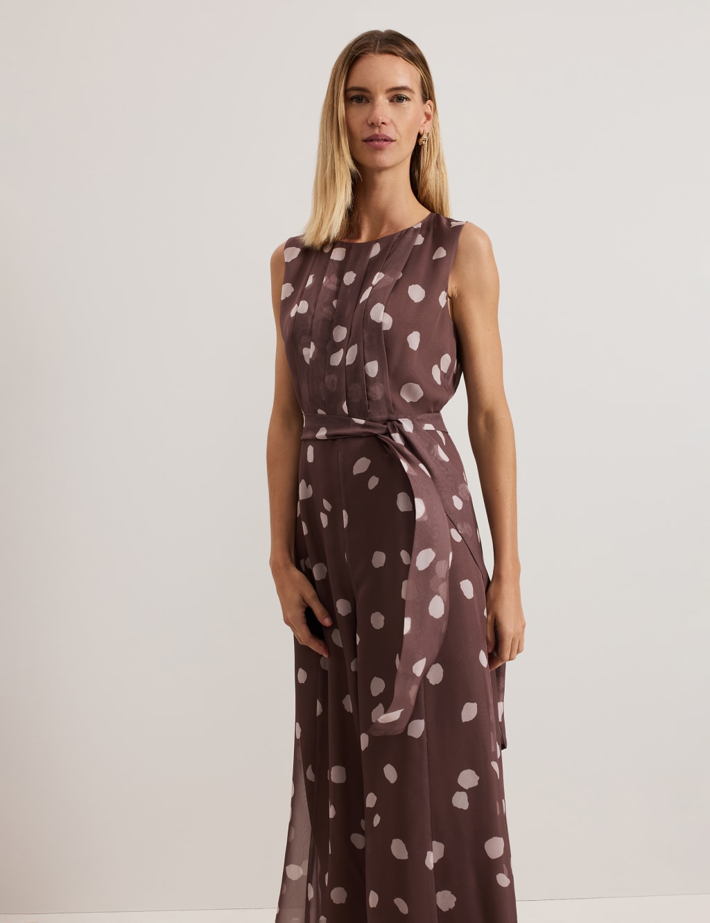 Chiffon Polka Dot Sleeveless Jumpsuit 4 of 8