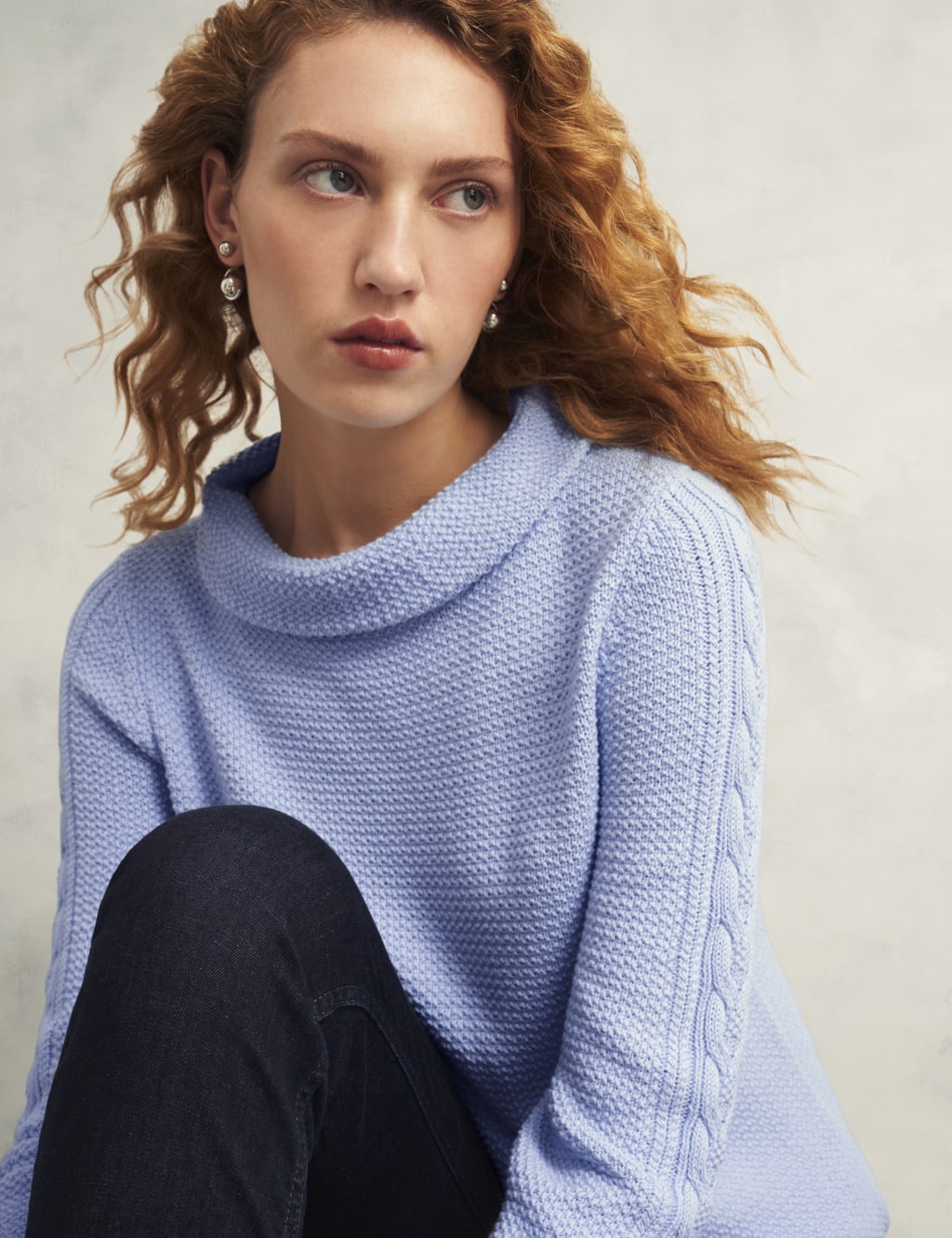 Pure Cotton Textured Roll Neck Jumper 5 of 6