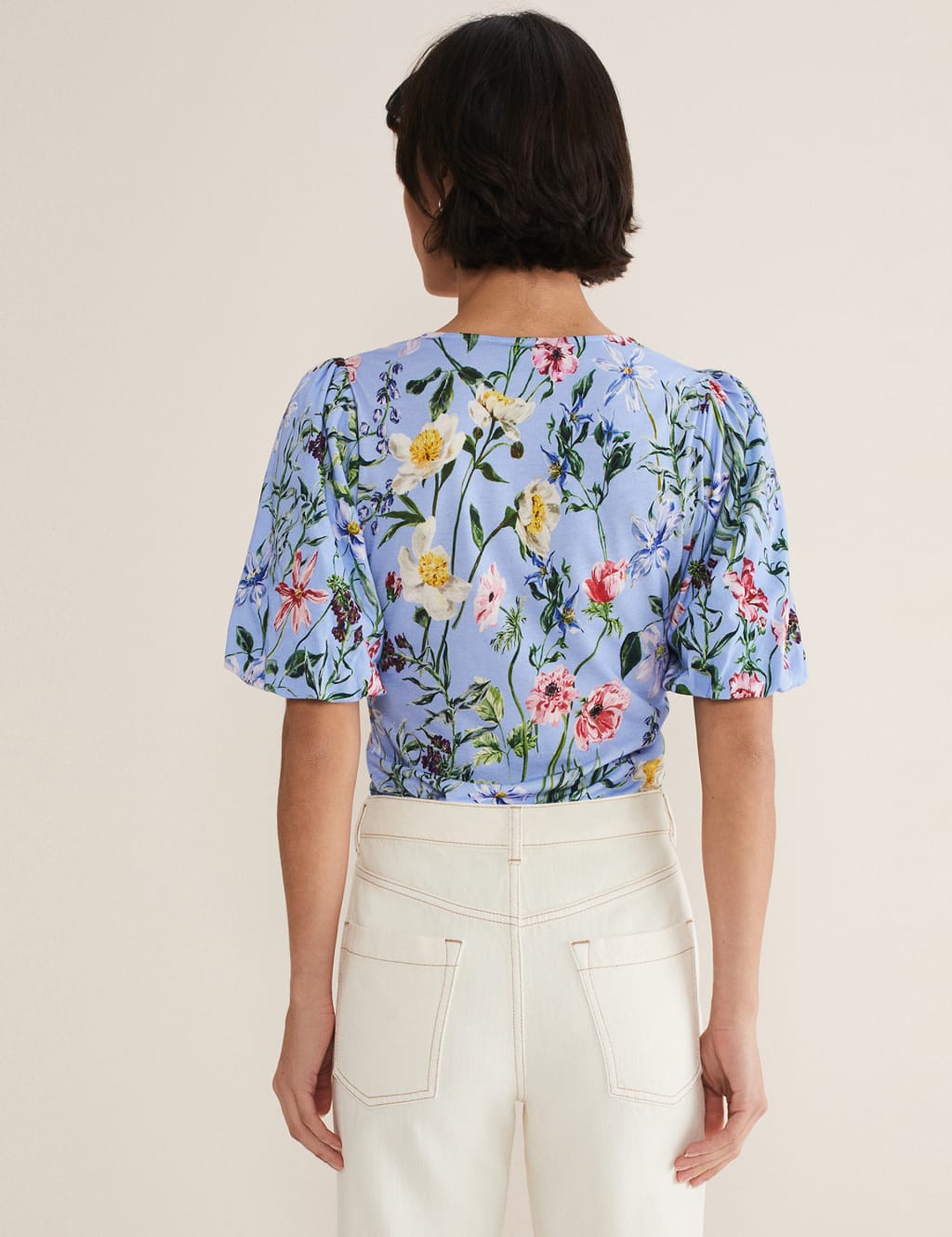 Cotton Modal Blend Floral Puff Sleeve Top 3 of 6