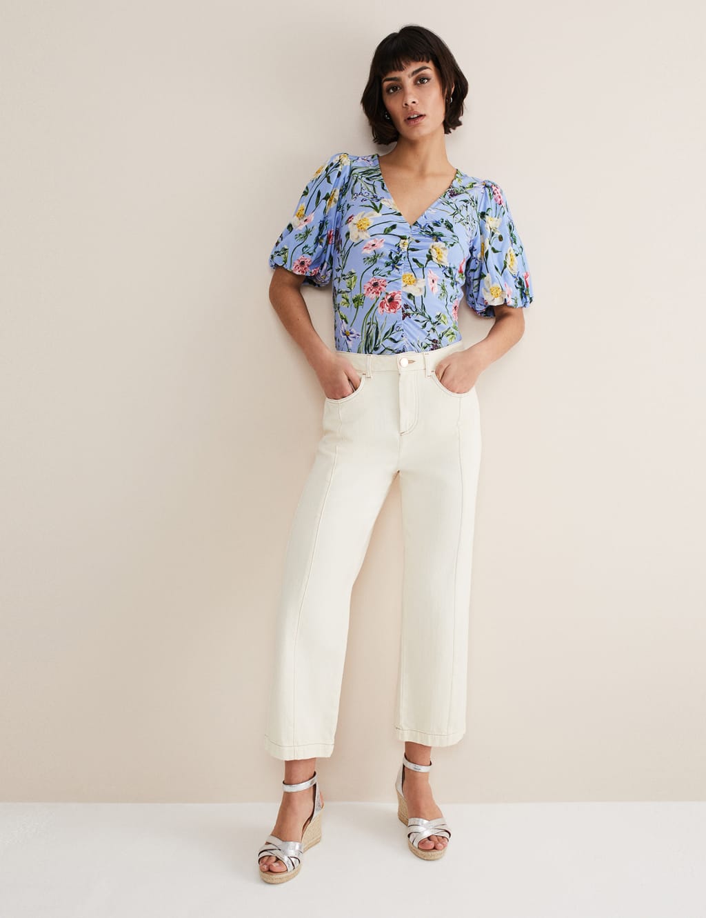 Cotton Modal Blend Floral Puff Sleeve Top 4 of 6