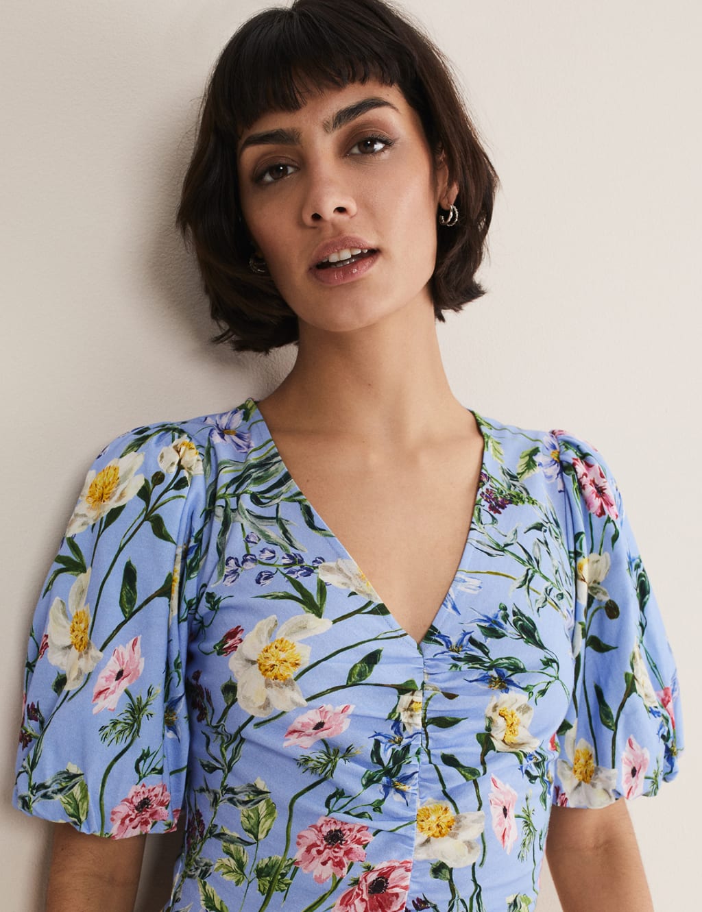 Cotton Modal Blend Floral Puff Sleeve Top 6 of 6