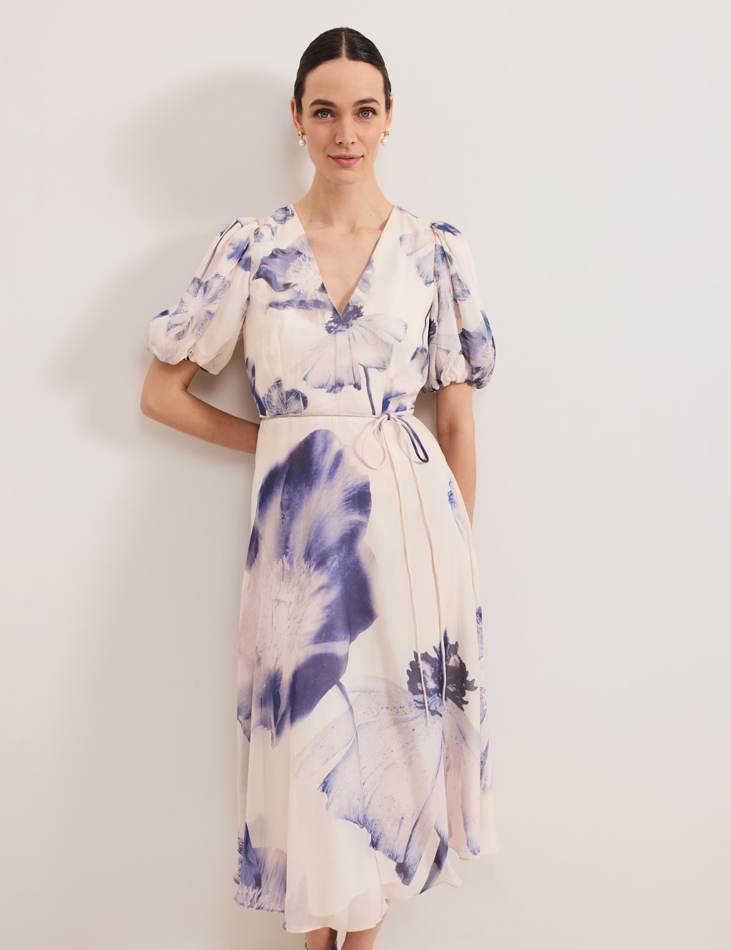 Floral Midi Waisted Dress 4 of 8