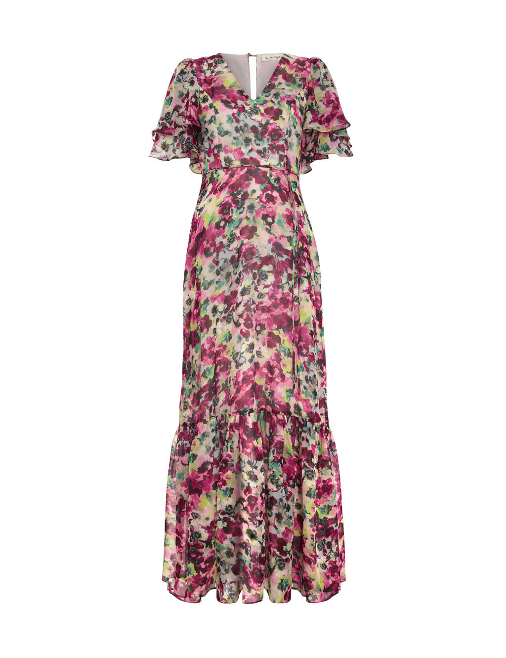 Floral V-Neck Tie Waist Maxi Tiered Dress 2 of 7
