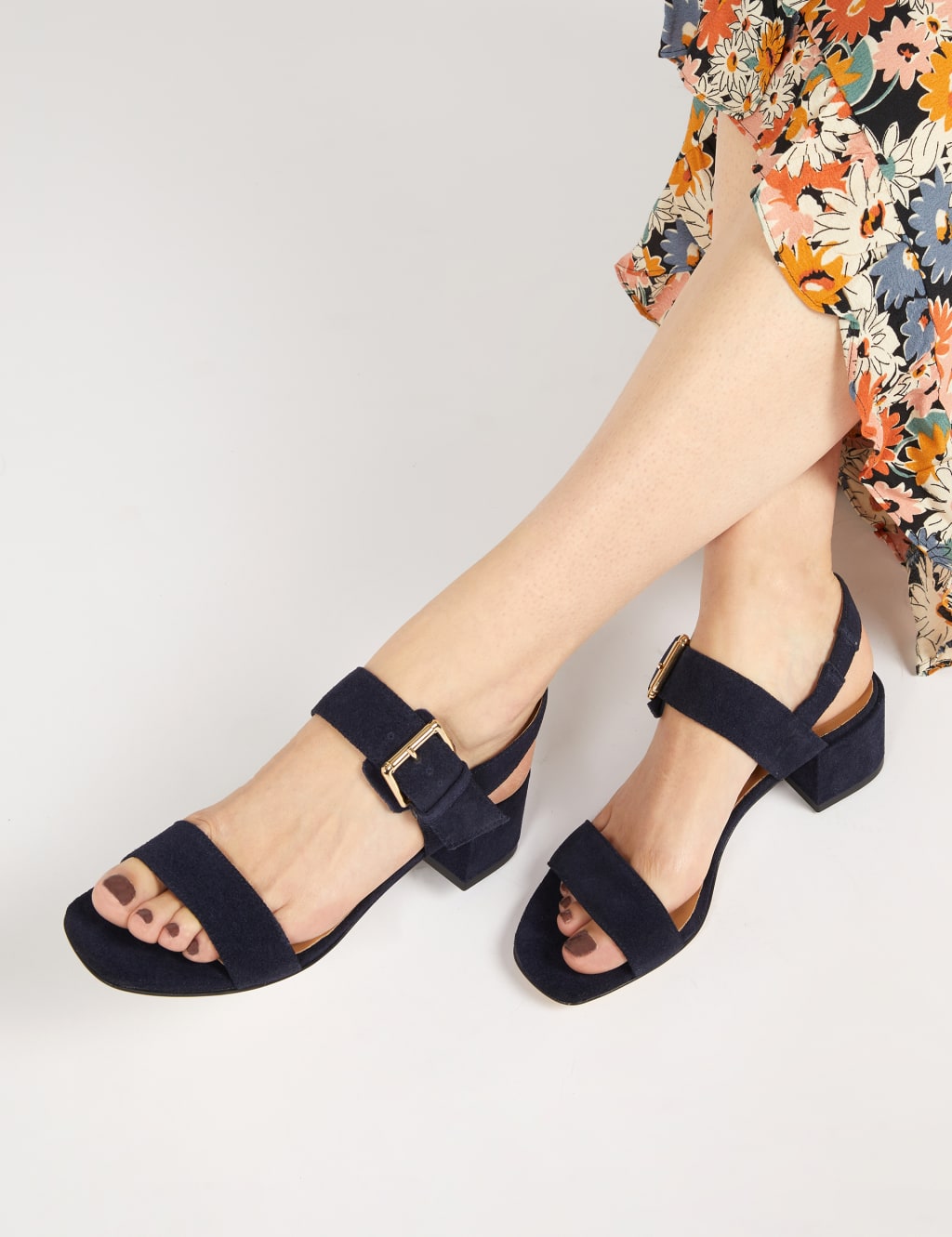 Suede Ankle Strap Block Heel Sandals Jones Bootmaker M S