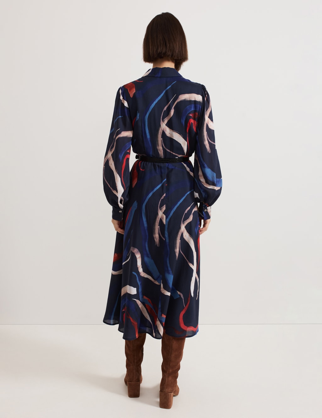 Printed Collared Belted Midaxi Shirt Dress 3 of 8