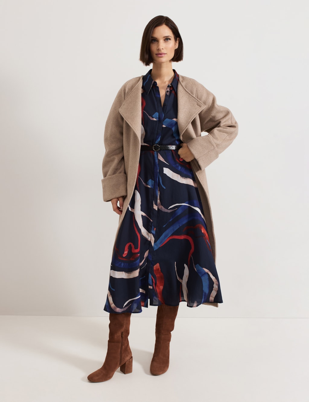 Printed Collared Belted Midaxi Shirt Dress 8 of 8