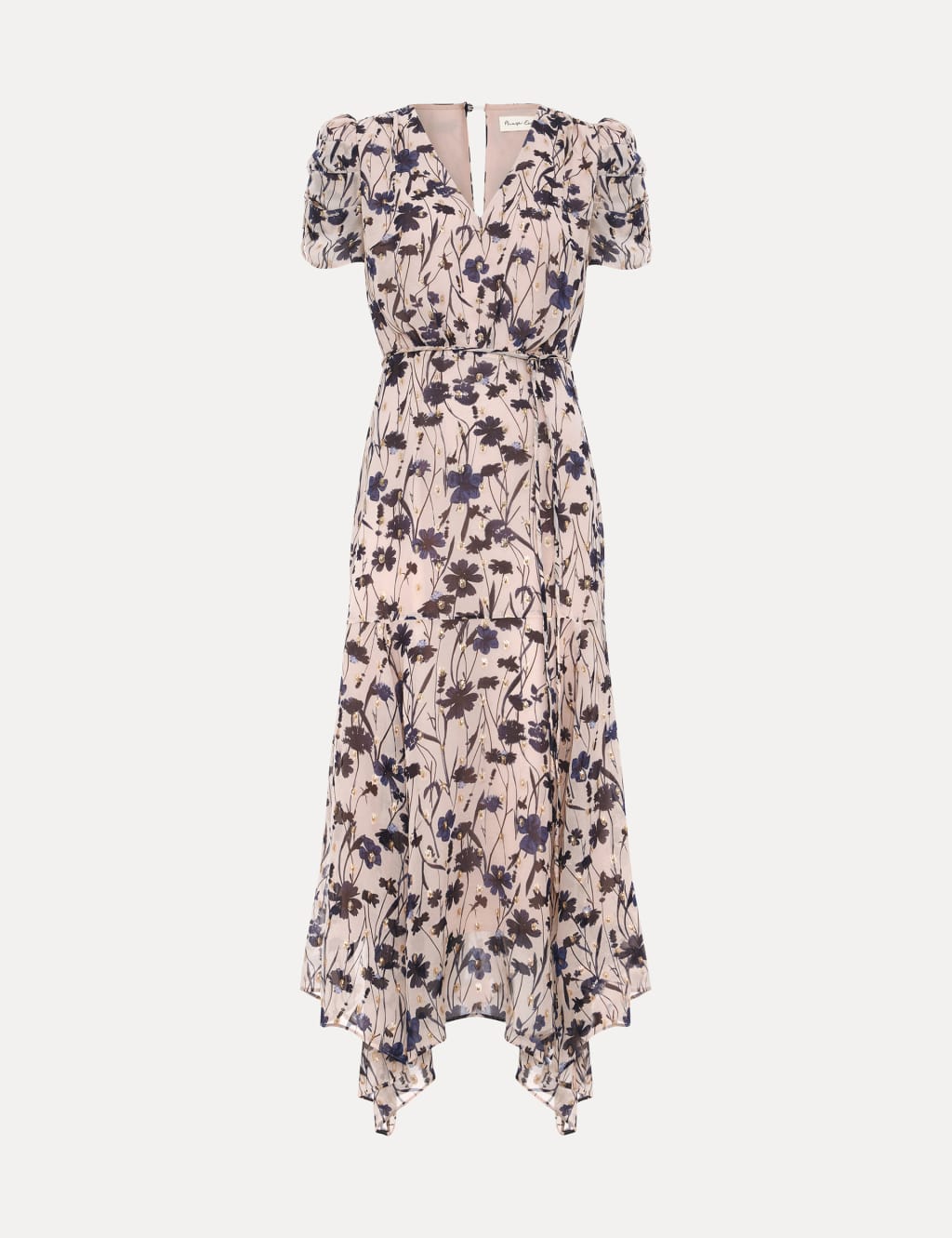 Floral V-Neck Midaxi Waisted Dress