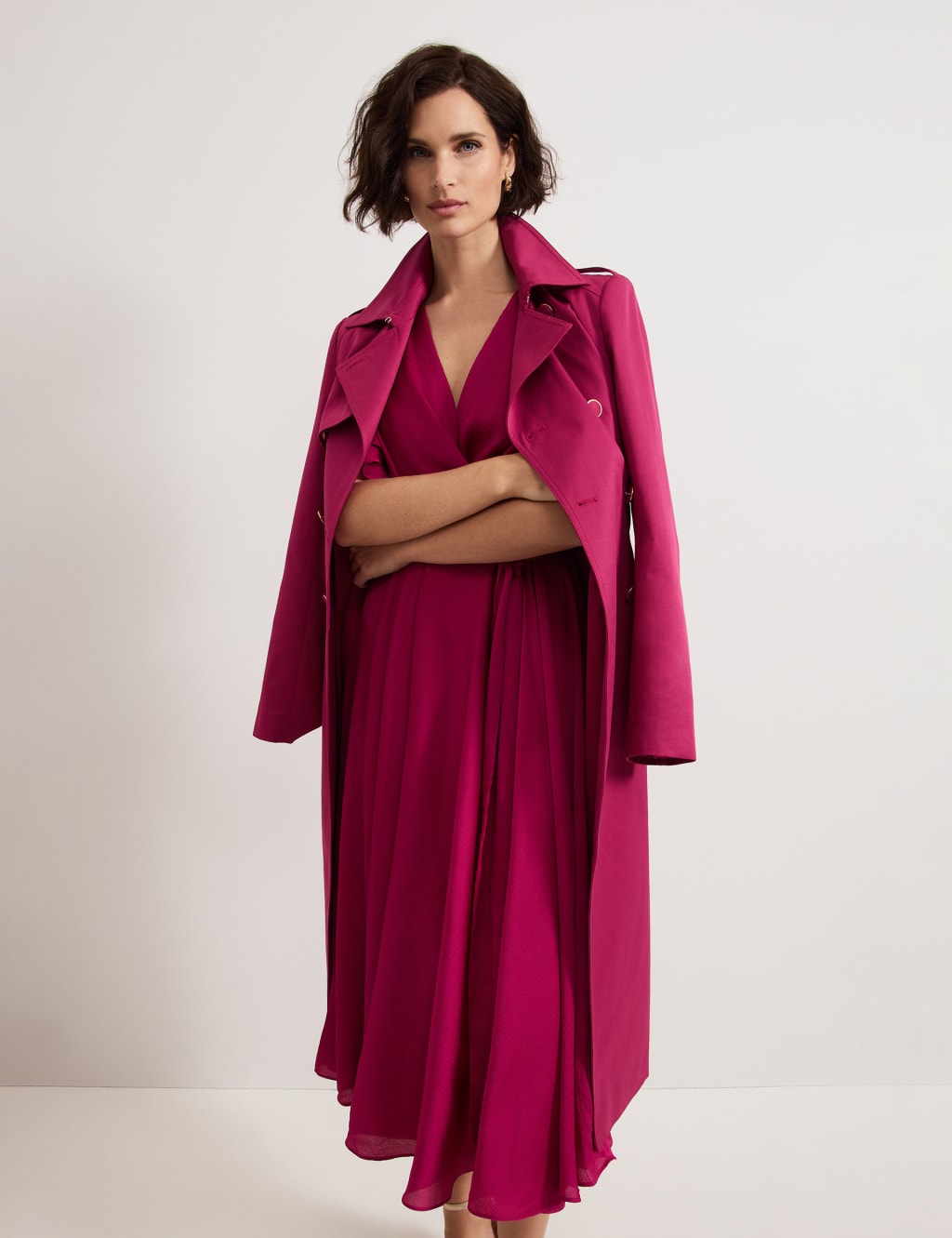 Textured V-Neck Tie Front Midi Wrap Dress 8 of 8