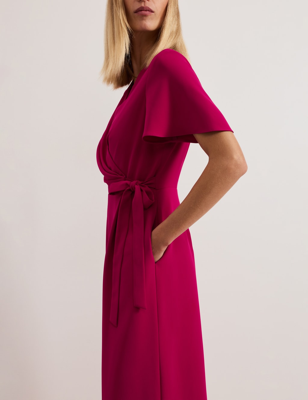 Tie Detail Short Sleeve Wrap Wide Leg Jumpsuit 5 of 6
