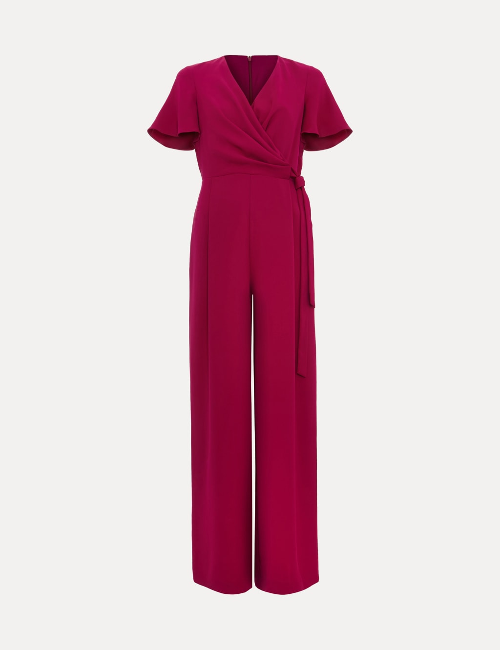 Tie Detail Short Sleeve Wrap Wide Leg Jumpsuit