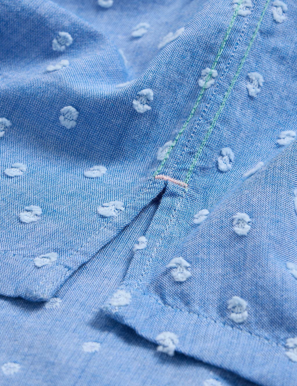 Pure Cotton Polka Dot Collared Cap Sleeve Shirt 6 of 6