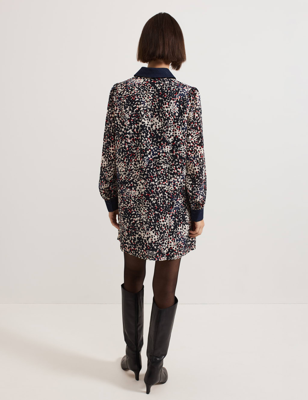 Printed Collared Mini Swing Dress 3 of 7
