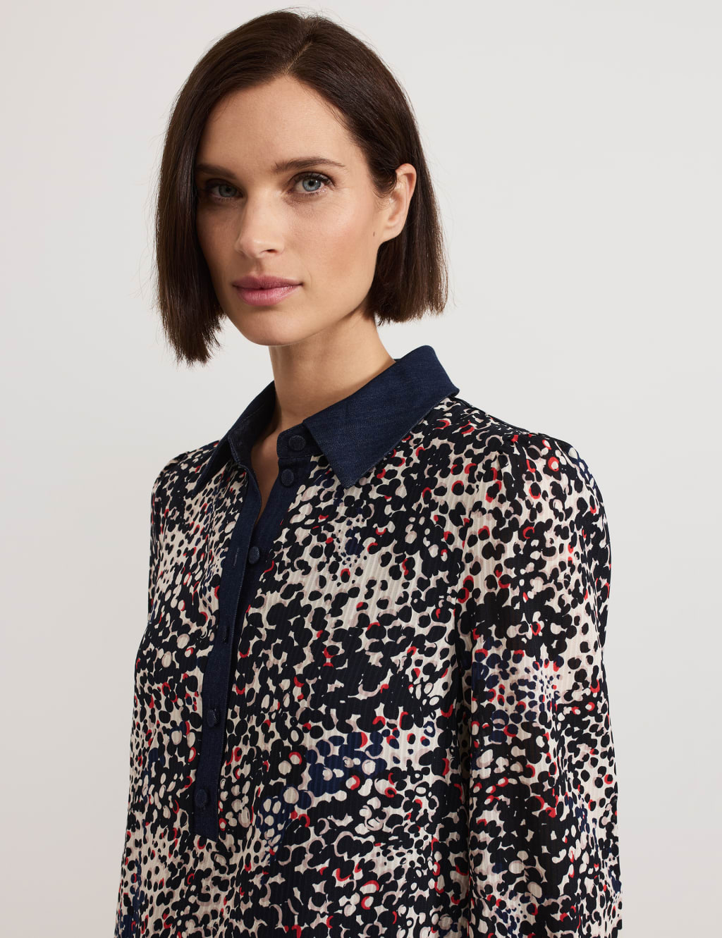 Printed Collared Mini Swing Dress 5 of 7