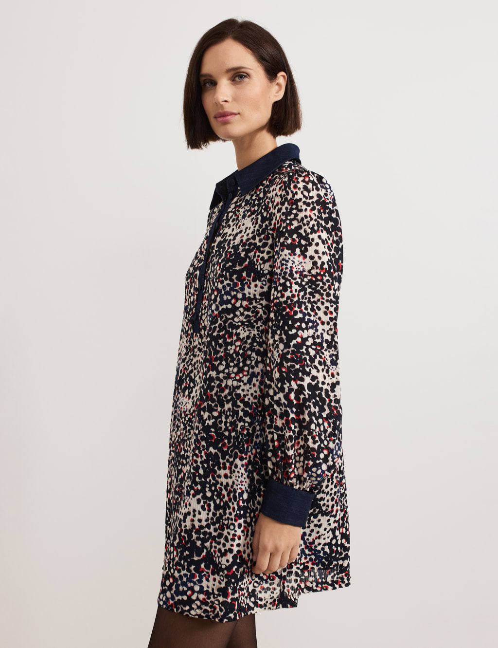 Printed Collared Mini Swing Dress 7 of 7