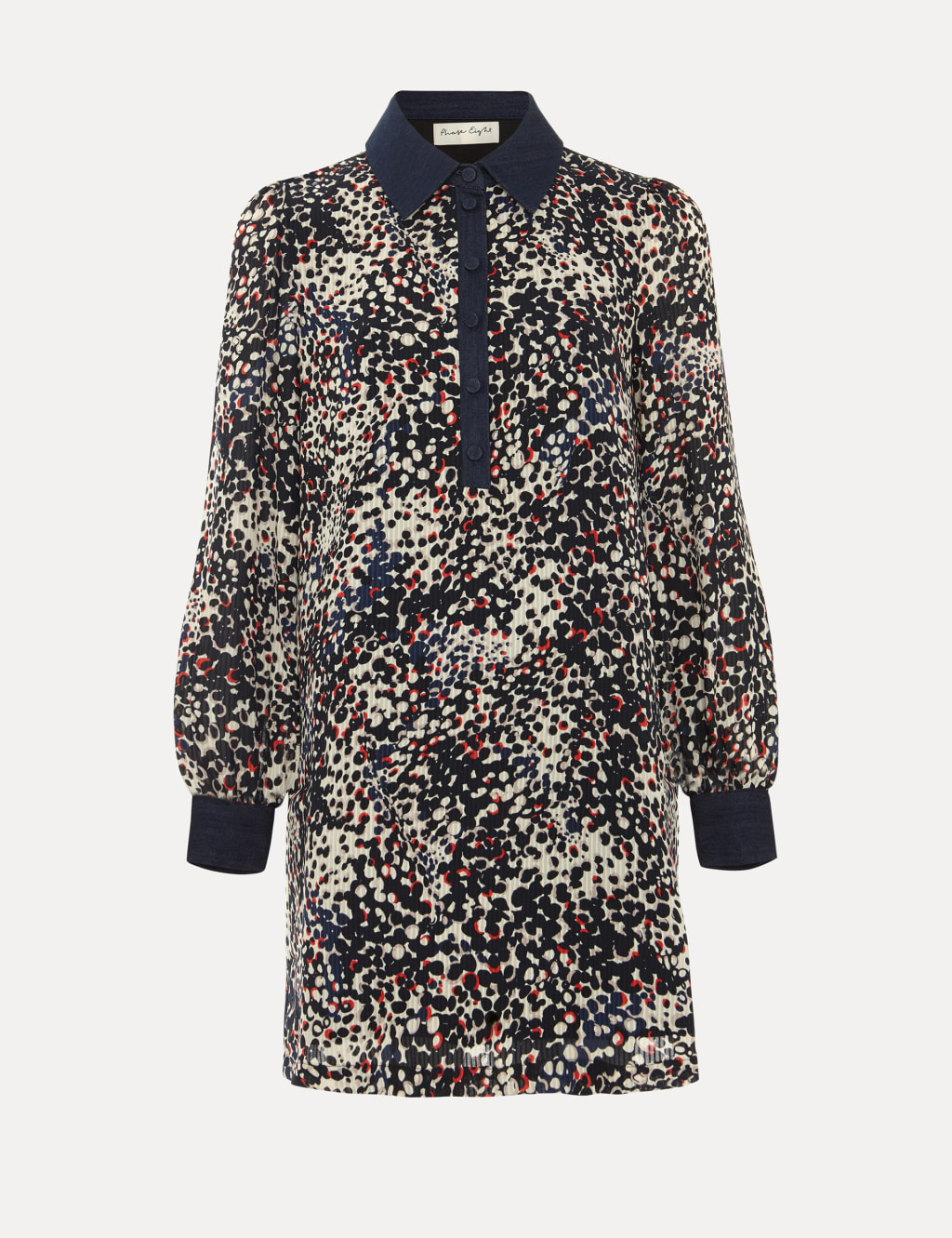 Printed Collared Mini Swing Dress 2 of 7