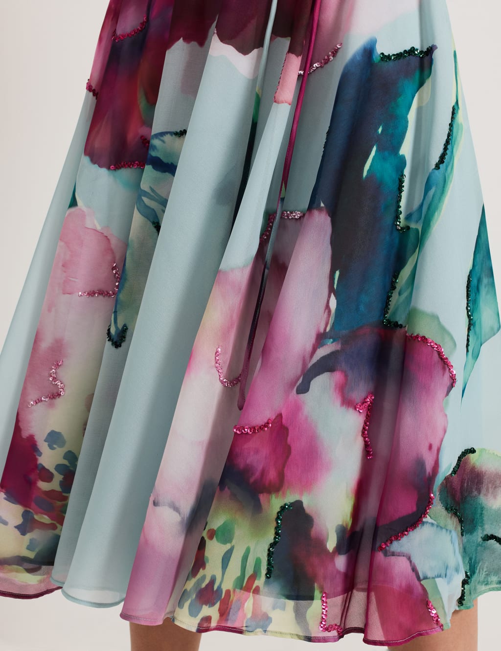 Floral Tie Neck Waisted Midi Dress 6 of 9