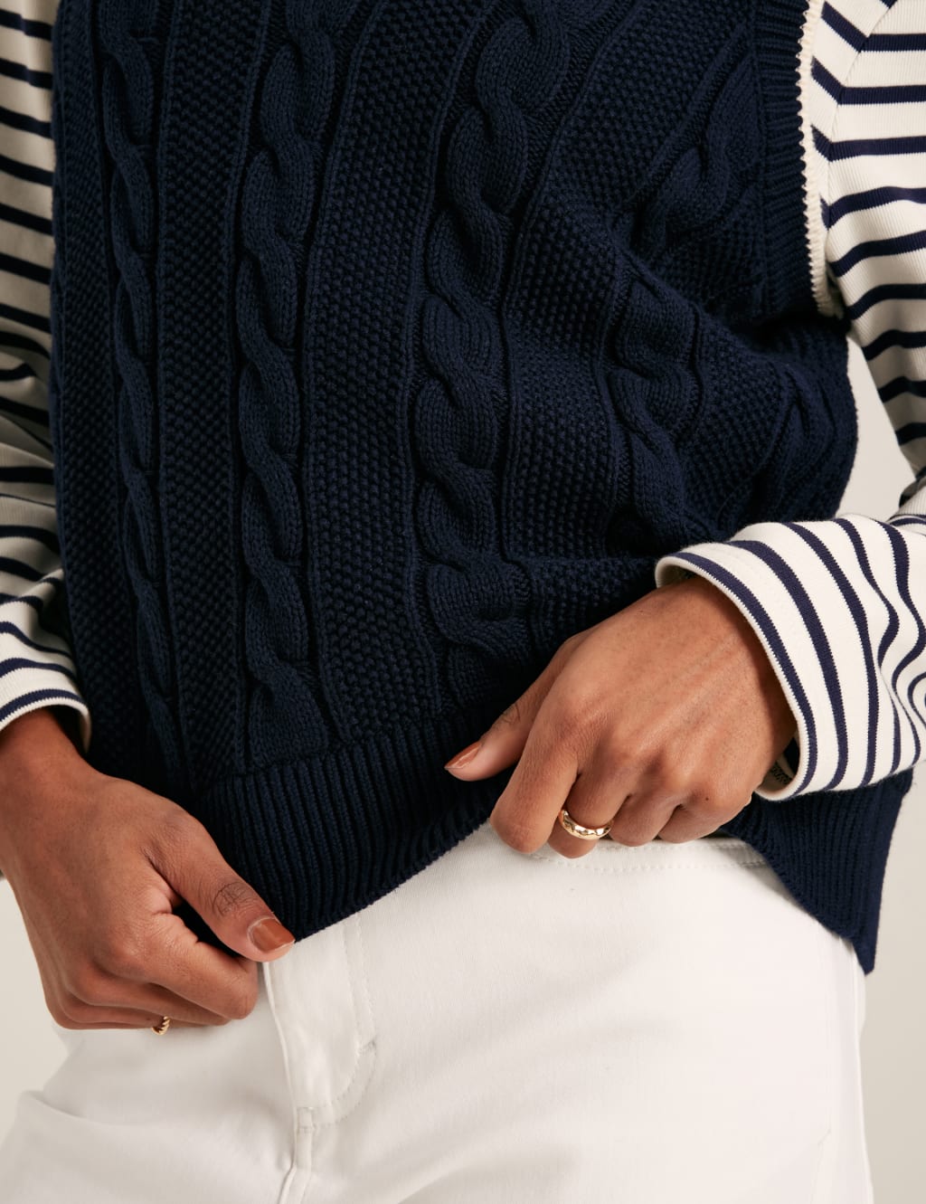 Pure Cotton Cable Knit V-Neck Vest 6 of 6