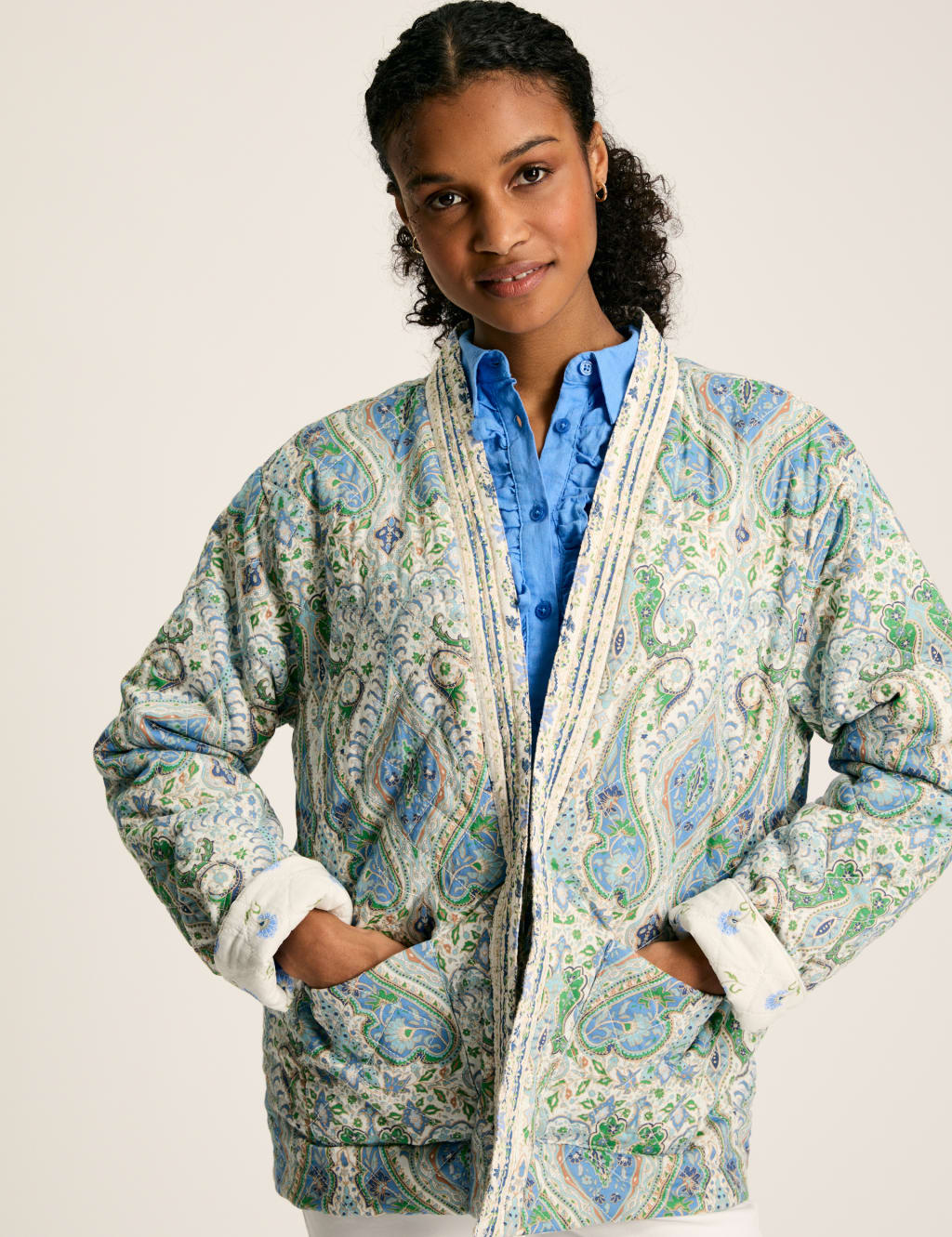 Printed quilted jacket womens deals