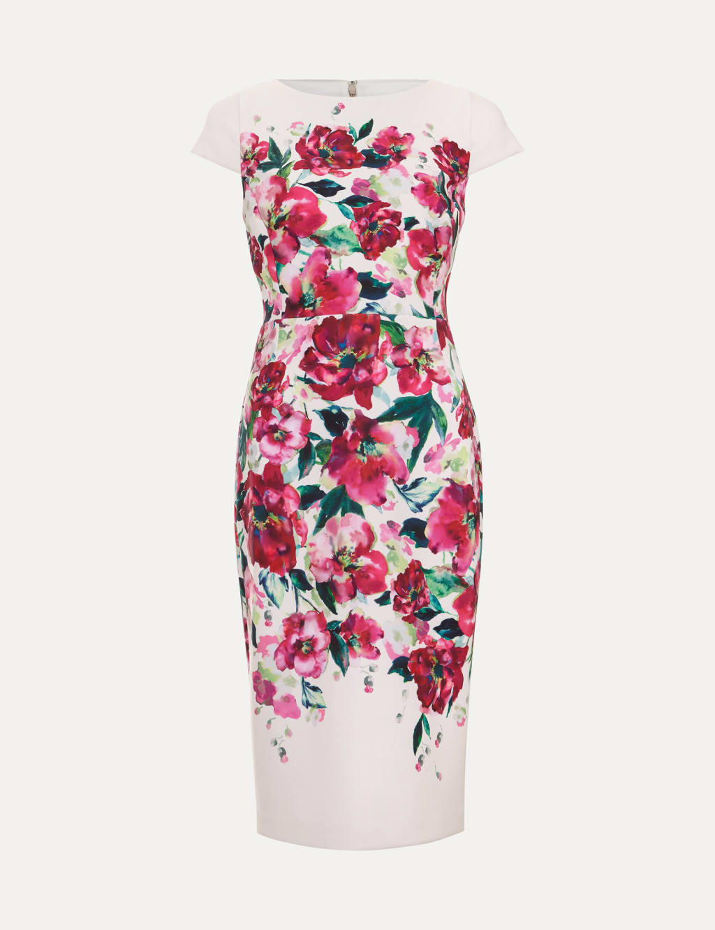 Floral Scuba Knee Length Waisted Dress 2 of 7