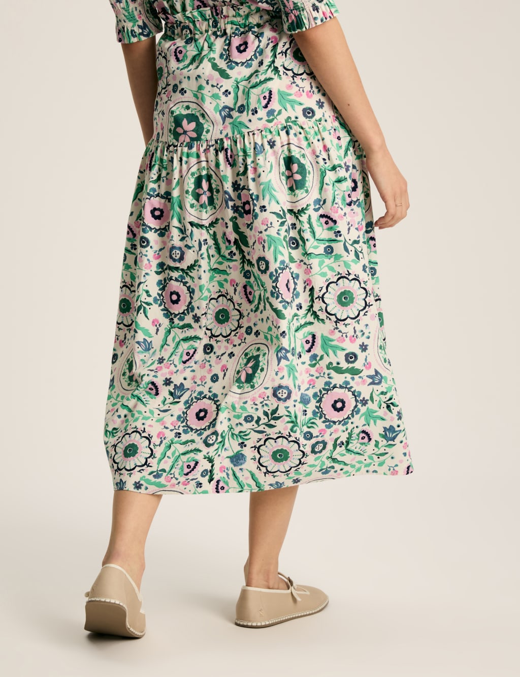 Pure Cotton Floral Midi A-Line Skirt 4 of 7
