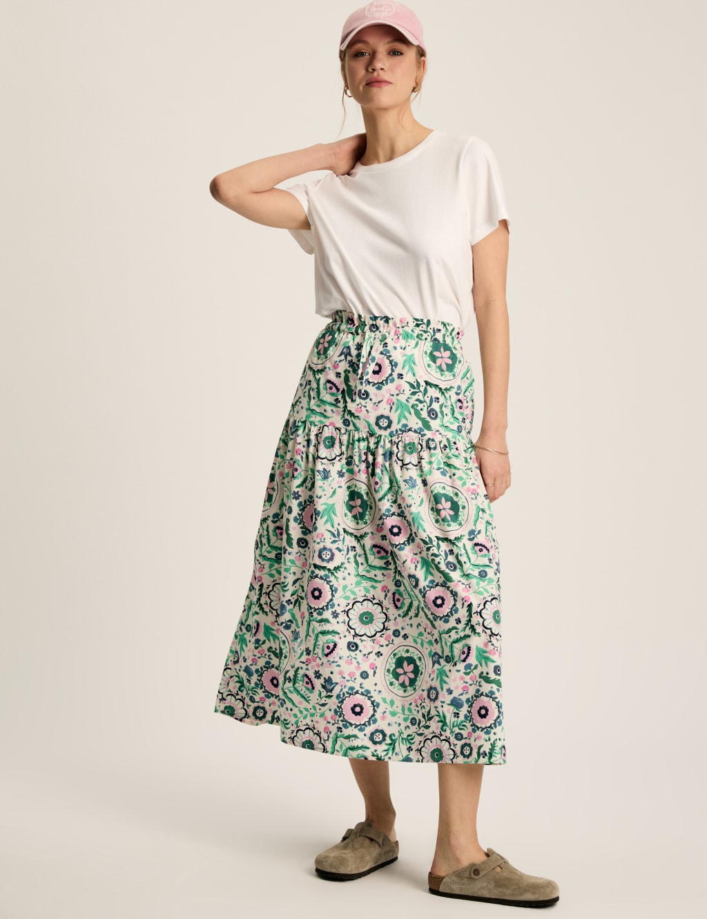 Pure Cotton Floral Midi A-Line Skirt 7 of 7