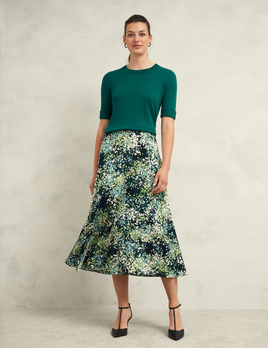 Floral Midi A Line Skirt