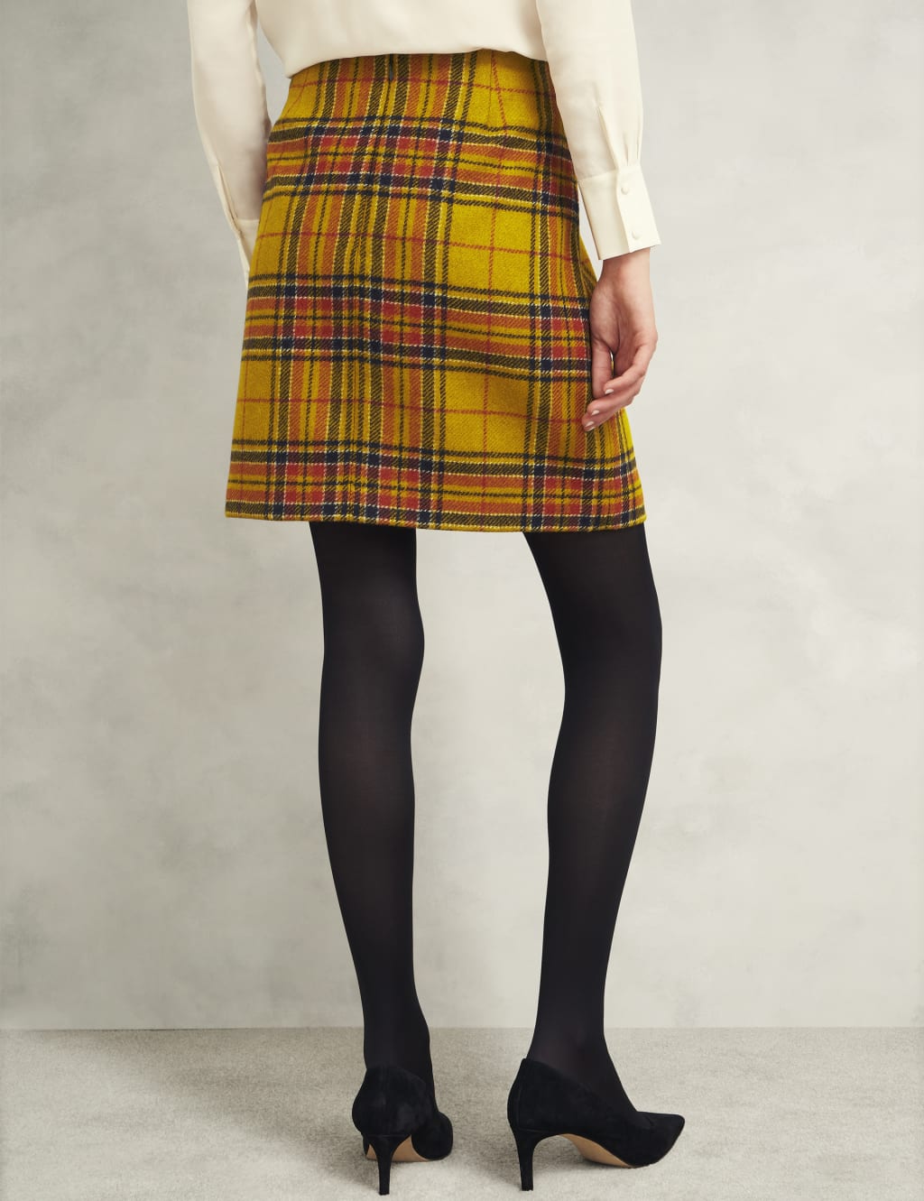 Pure Wool Checked Mini A Line Skirt HOBBS M S