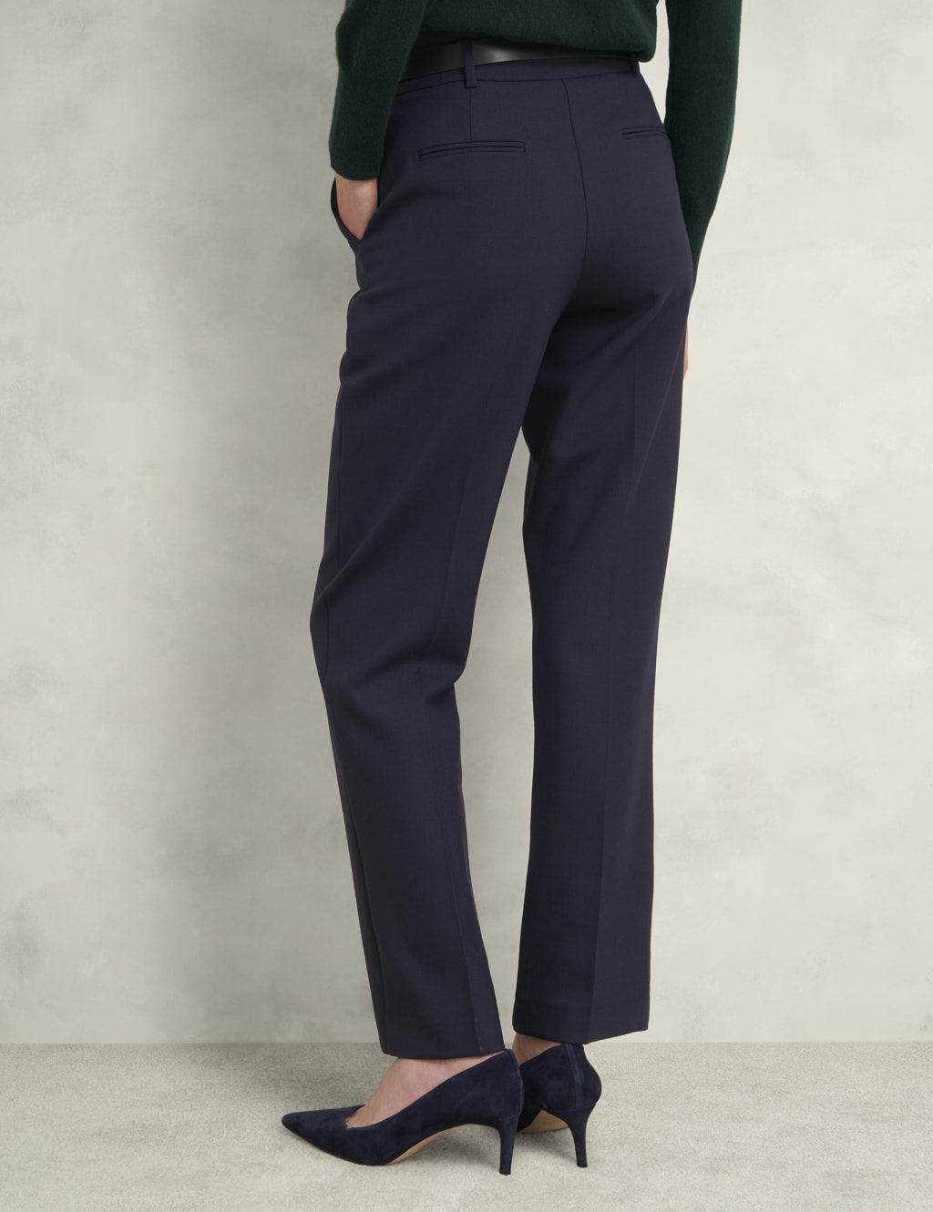 Wool Blend Pleat Front Straight Cigarette Trousers 3 of 5