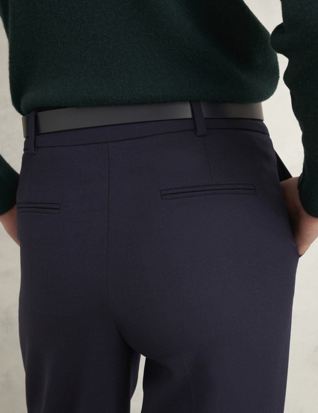 Wool Blend Pleat Front Straight Cigarette Trousers 4 of 5