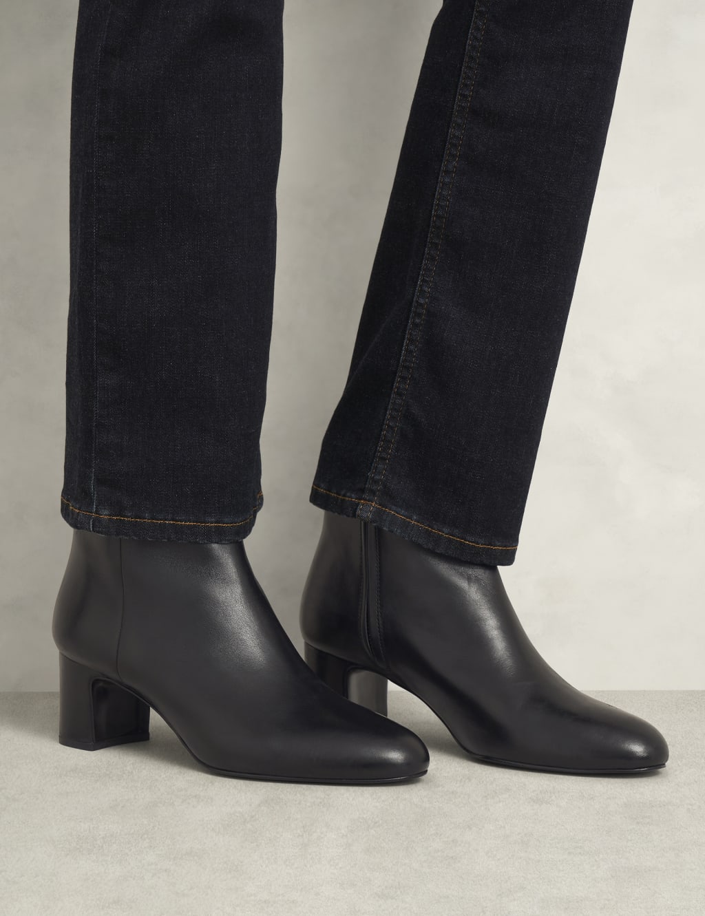 Leather Block Heel Ankle Boots HOBBS M S
