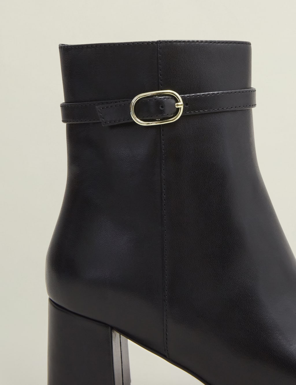 Leather Buckle Block Heel Round Toe Ankle Boots 6 of 6