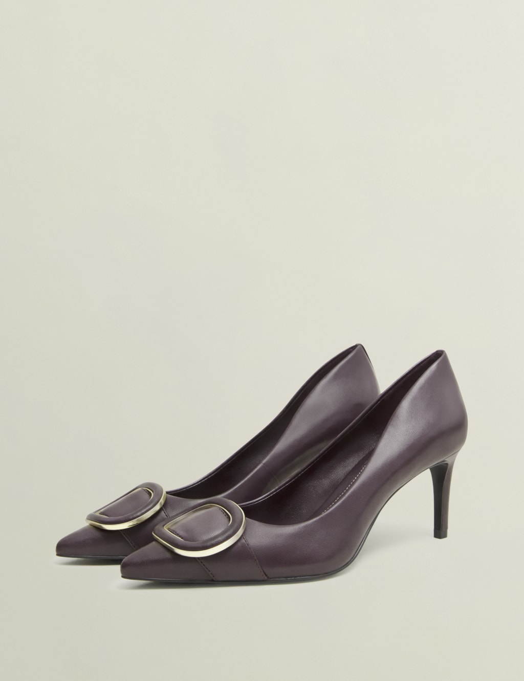 Leather Buckle Pointed Court Shoes