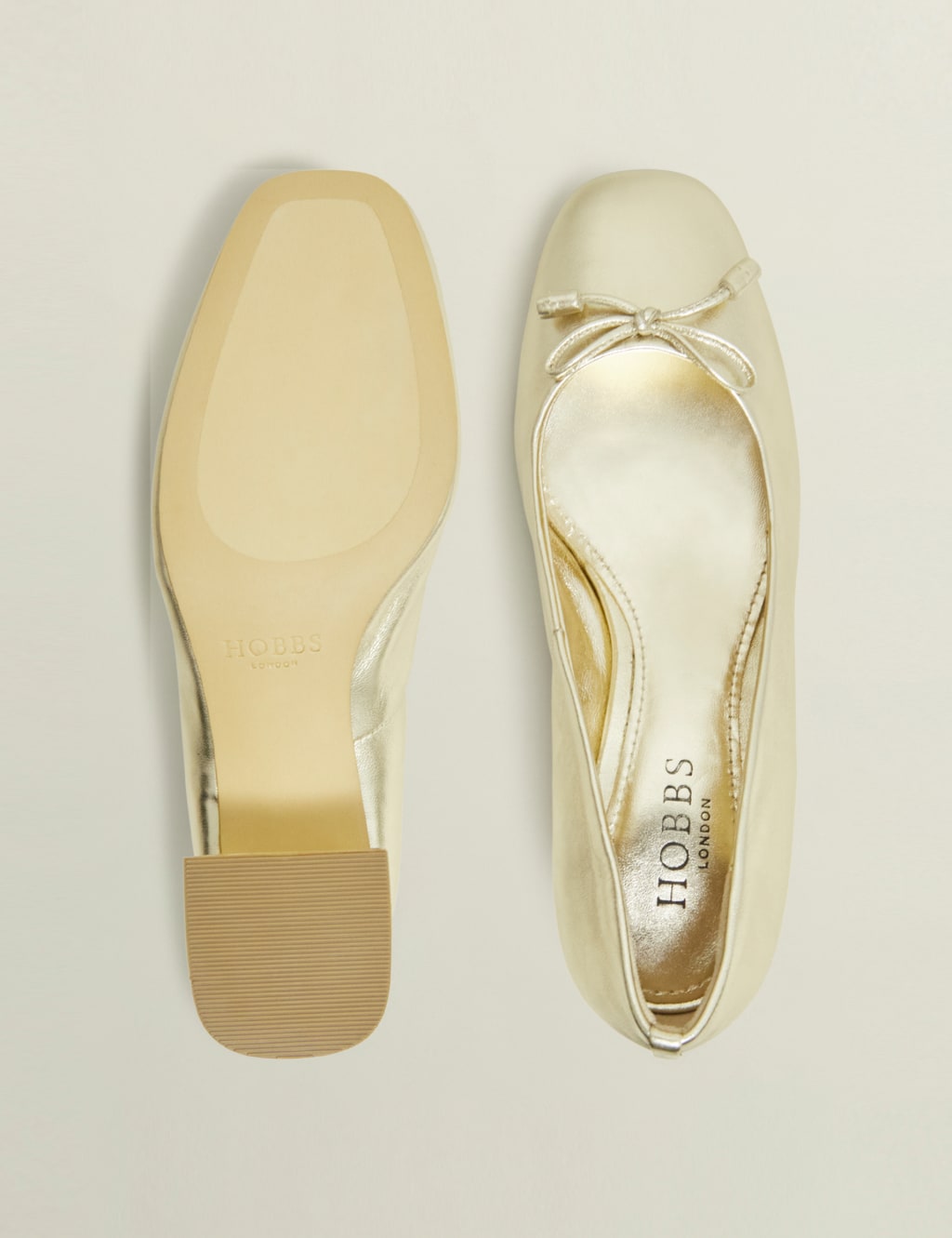 Leather Metallic Block Heel Ballet Pumps HOBBS M S