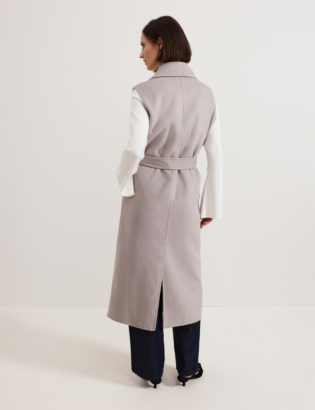 Wool Blend Tie Belt Tailored Coat 3 of 7