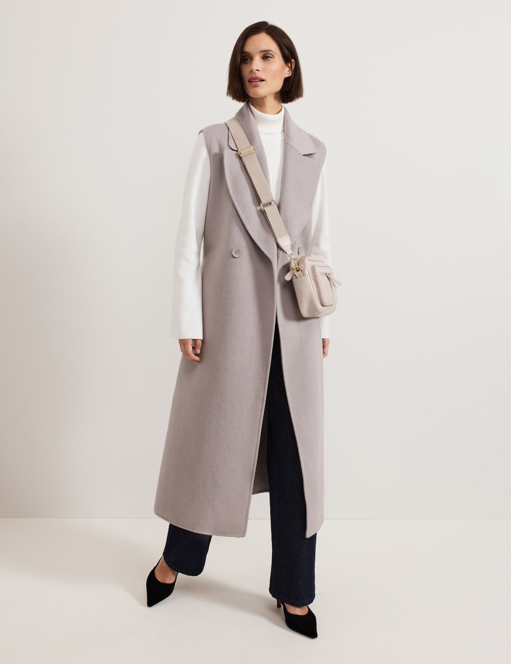 Wool Blend Tie Belt Tailored Coat 4 of 7