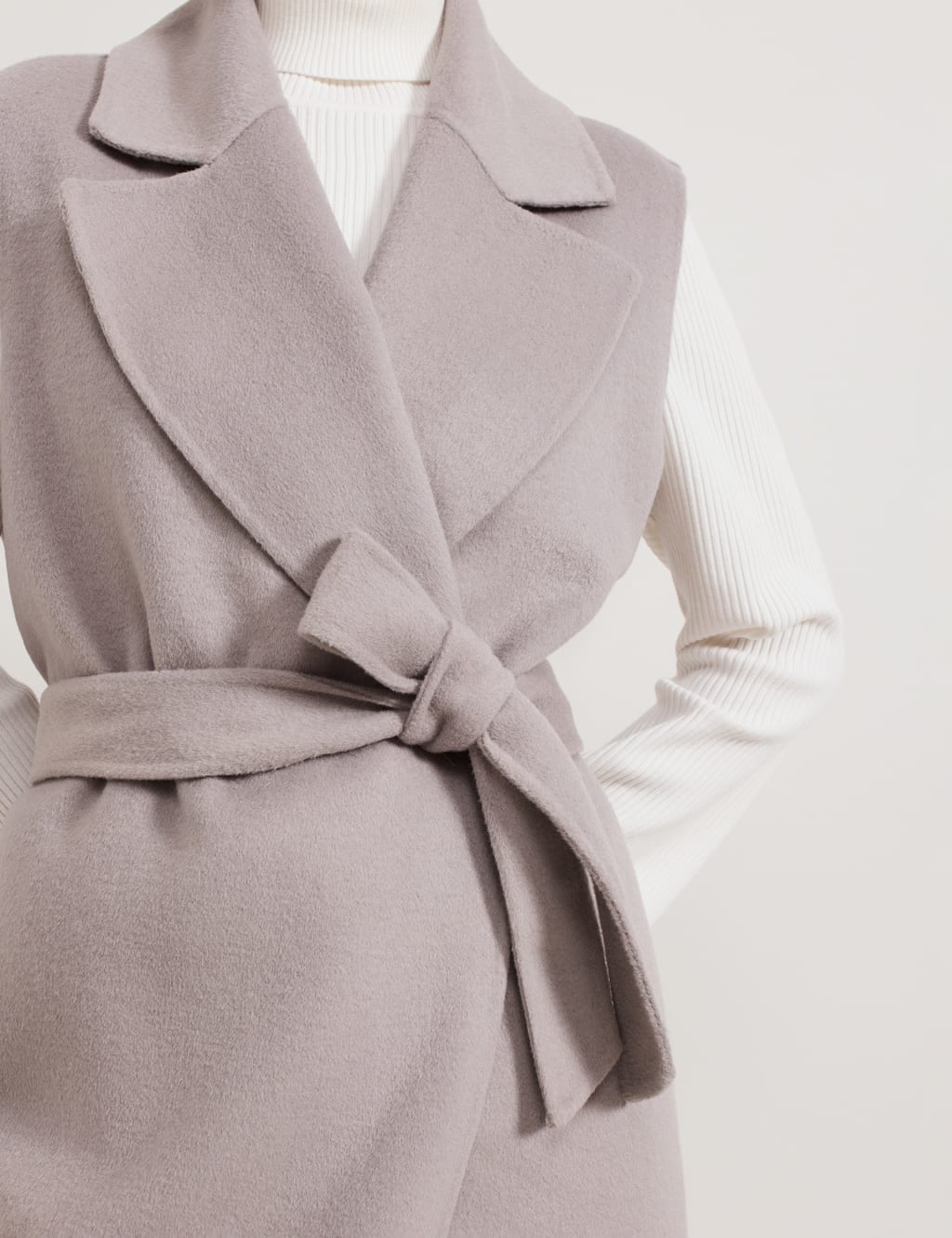 Wool Blend Tie Belt Tailored Coat 7 of 7