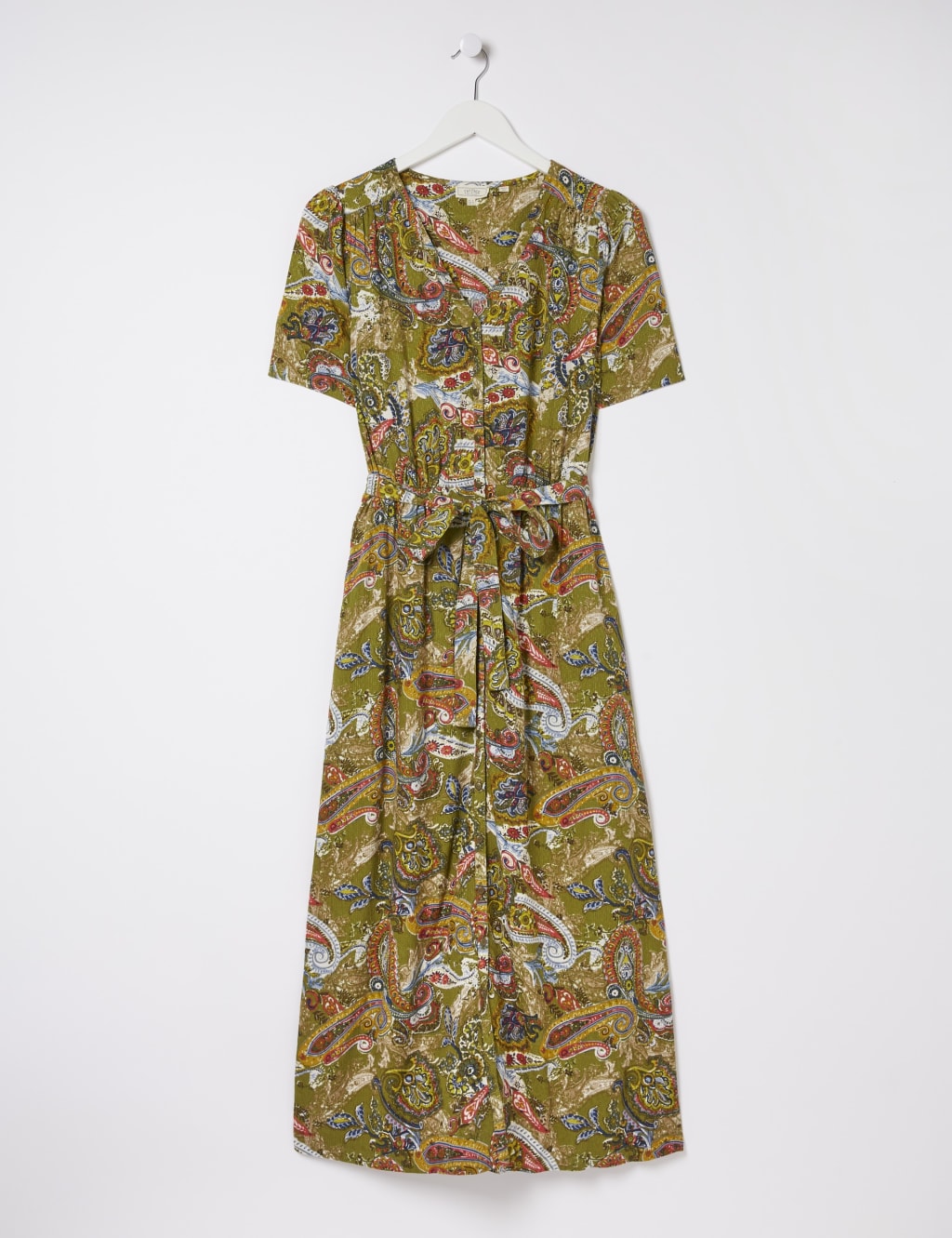 Paisley V-Neck Tie Waist Midi Tea Dress 2 of 6