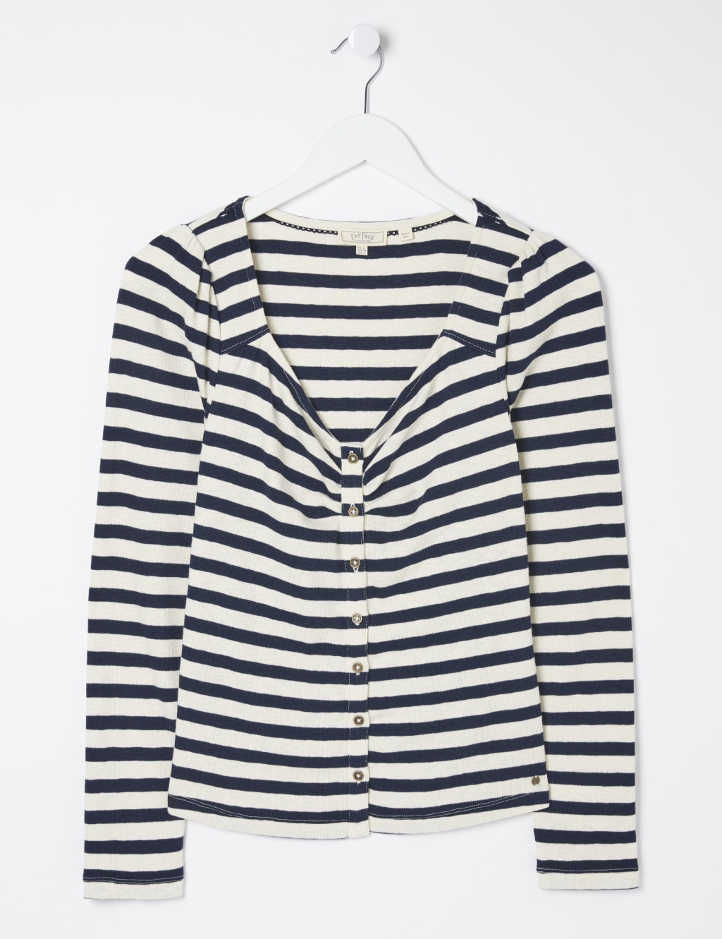 Mesh Sleeve Ribbed V-Neck Top