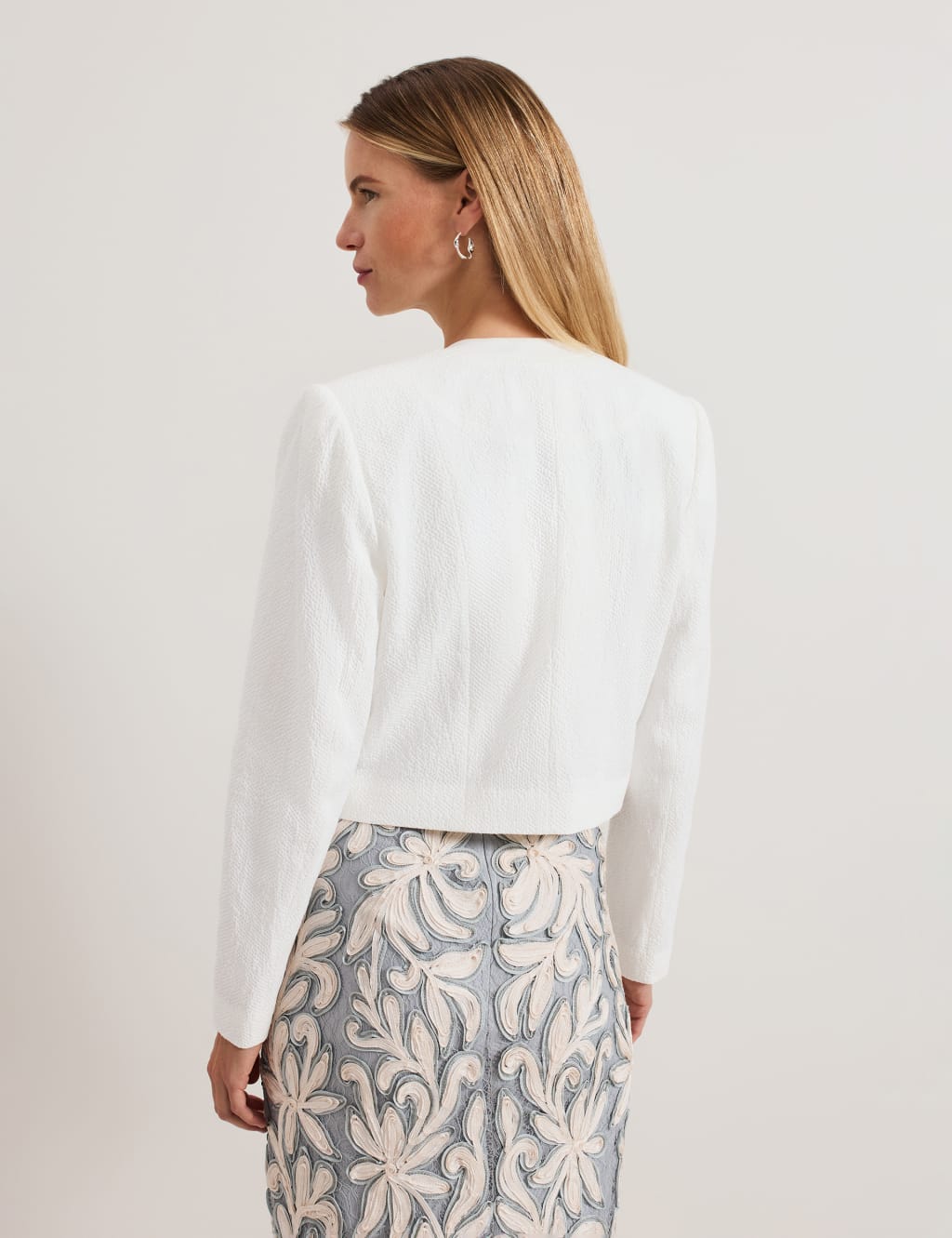 Pure Cotton Collarless Cropped Jacket 4 of 5