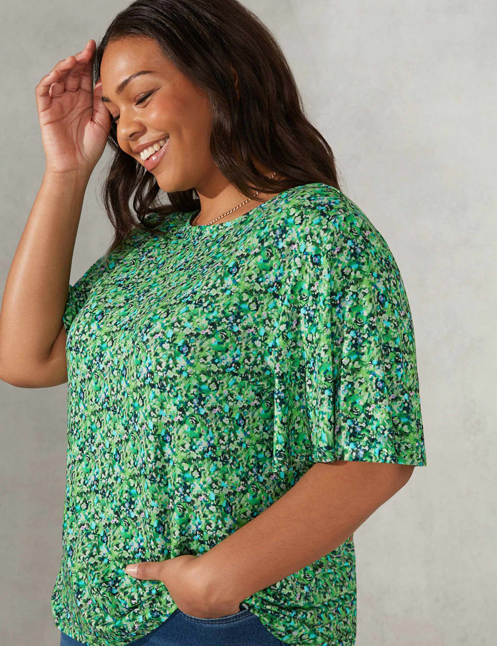 Jersey Printed Relaxed Angel Sleeve Top 2 of 3
