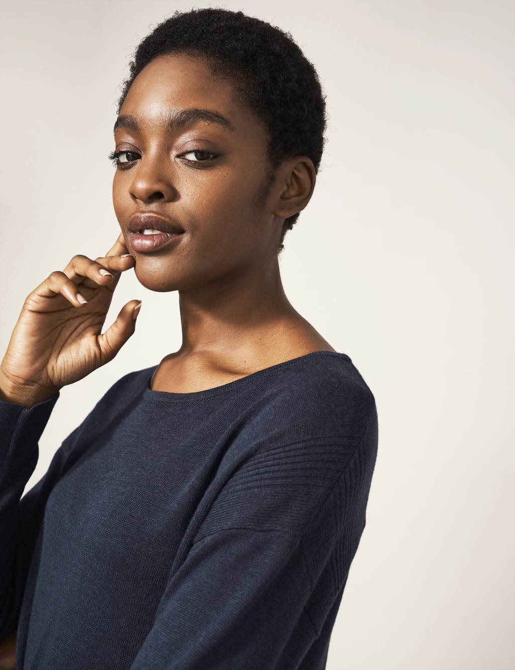 Cotton Rich Textured Crew Neck Jumper 5 of 7
