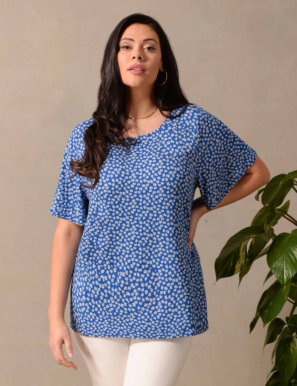 Jersey Ditsy Floral Relaxed Top 1 of 3