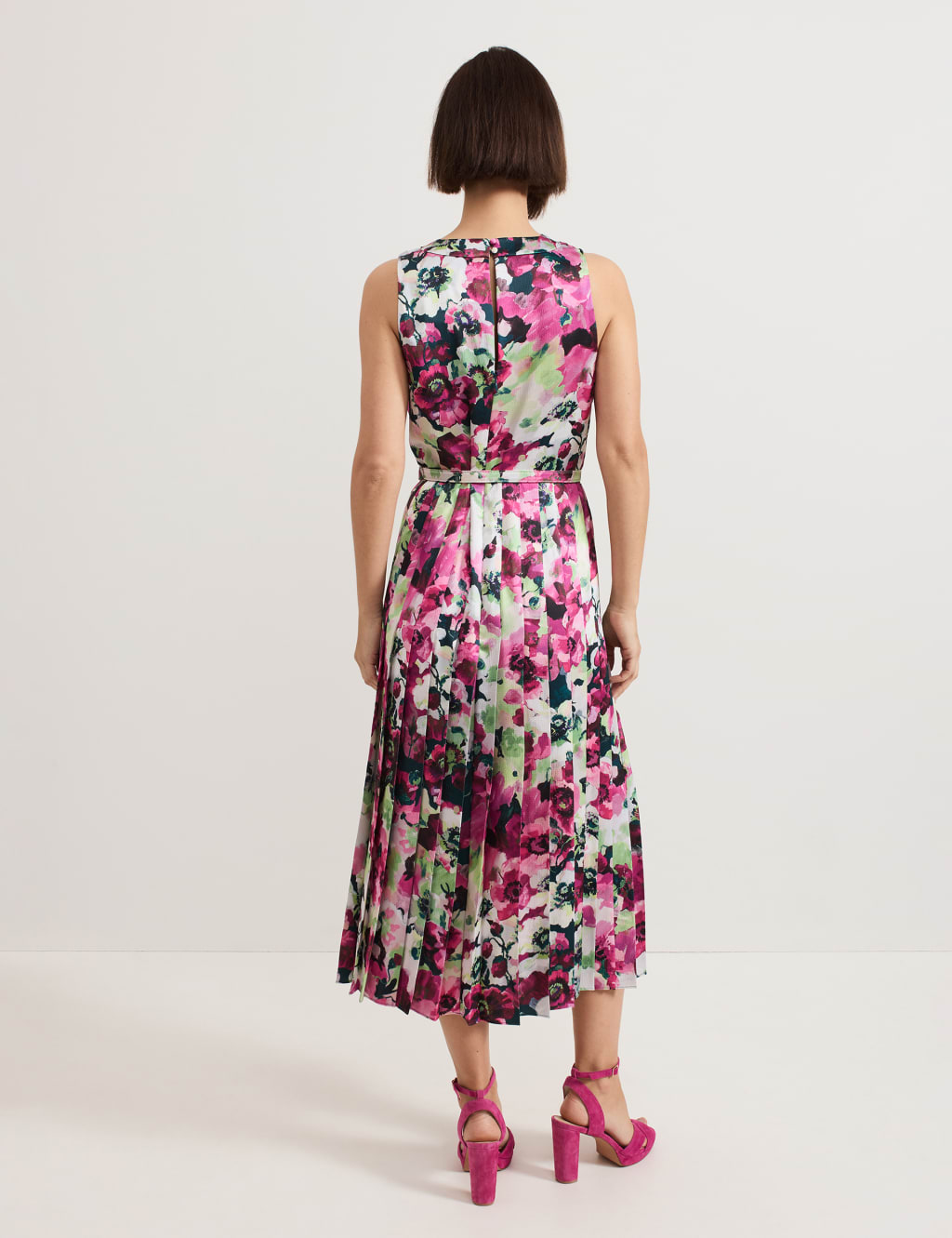 Floral Cowl Neck Pleated Midi Skater Dress 3 of 6