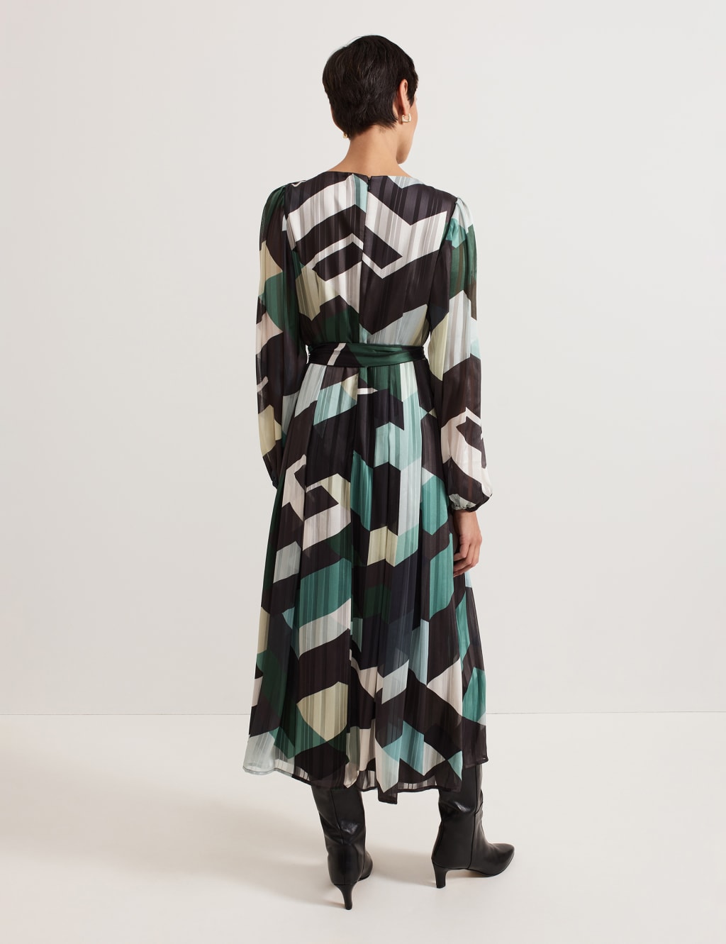 Abstract Print Midaxi Waisted Dress 3 of 8