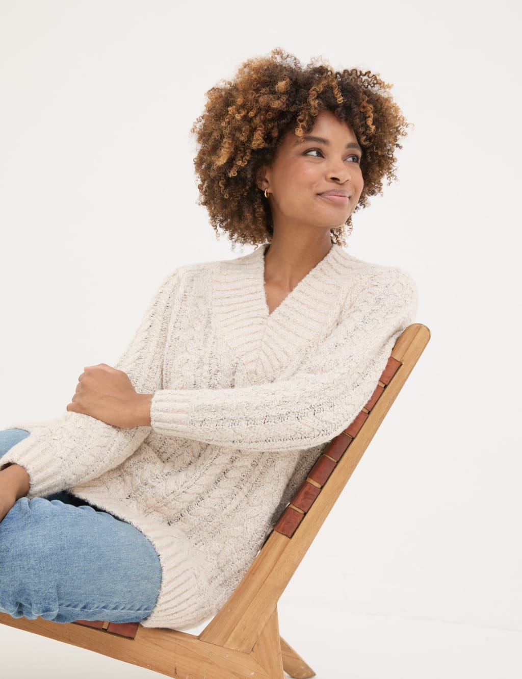 Longline cable knit jumper shop